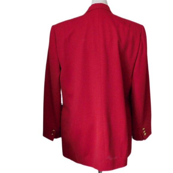 Red Wool Double Crested Logo Blazer Size 14P Charter Club Gold Buttons Vintage - Picture 4 of 10